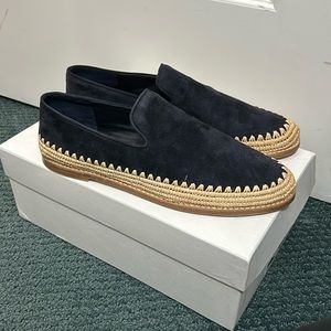 Vince black suede and rafia loafers in size 8m